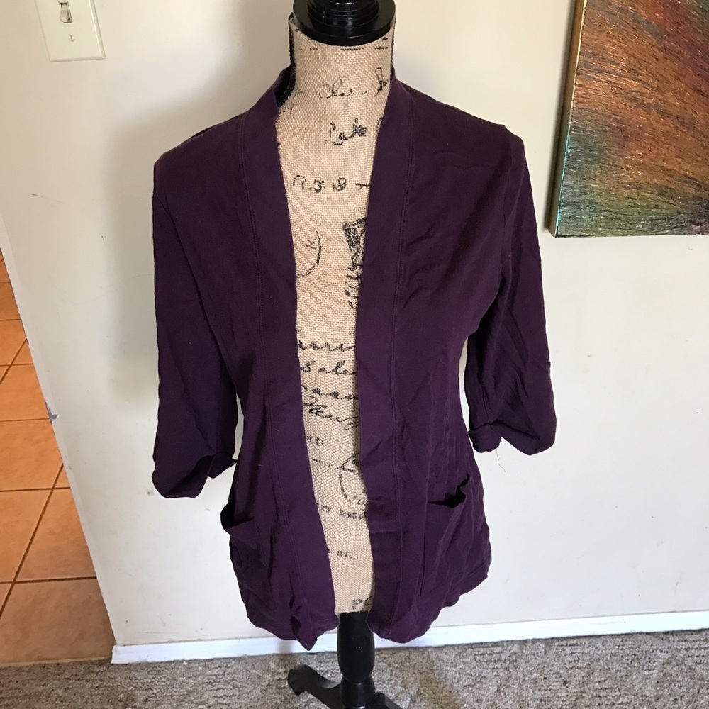 Croft and Barrow 3/4 sleeve cardigan Plum Sz Med.